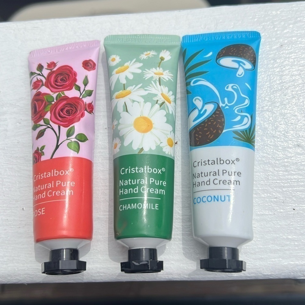 Pack of three natural, pure hand creams